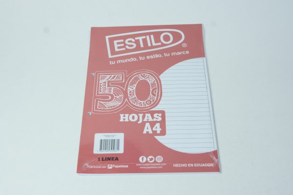 PAPEL PERFORADO A4 1LINEA *50 HOJAS ESTILO