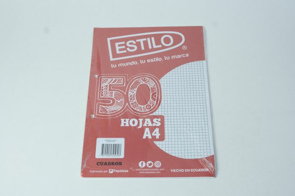 PAPEL PERFORADO A4 CUADROS *50 HOJAS ESTILO