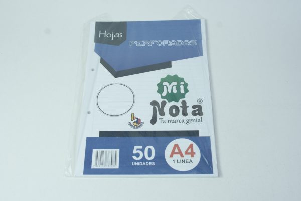 PAPEL PERFORADO A4 1 LINEA *50 HOJAS MI NOTA